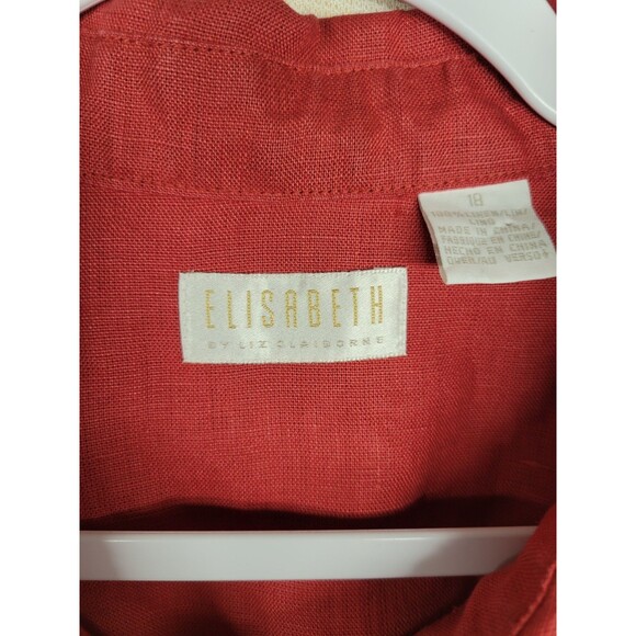 Elizabeth by Liz Claiborne Women's SZ 18 Tunic Button Up Shirt 100% Linen Red - Picture 5 of 10
